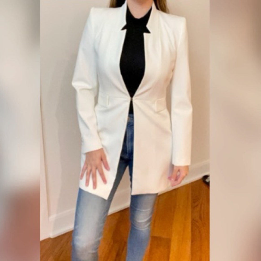 Zara White Long Blazer